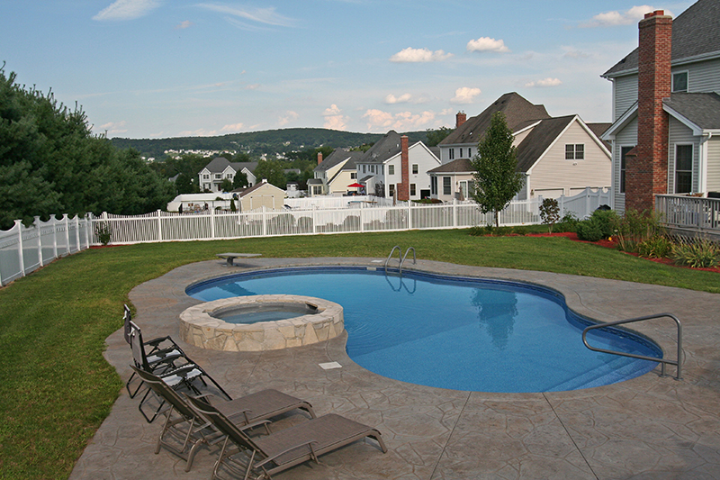 Swimming pool and stamped concrete project example 71